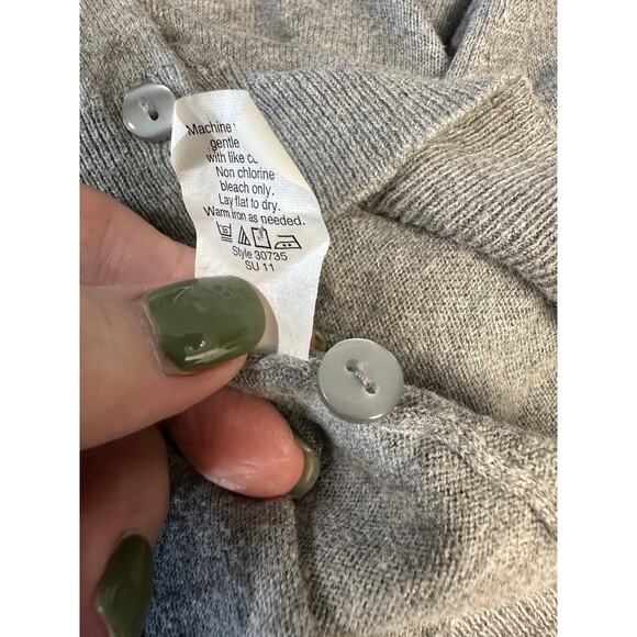 J.Crew Gray Ruffle Front Cardigan Sweater 100% Cotton Size M - Picture 11 of 11